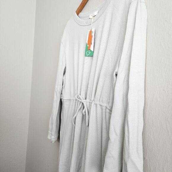 NEW Neiwai Ribbed Knit Drawstring Long Sleeve Dress Gray Violet - Picture 12 of 16